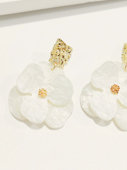 Gold Floral Dangle Earrings for Women