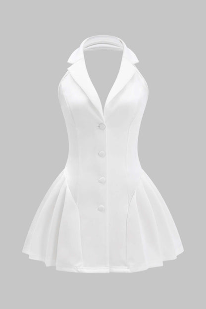 Halter Neck Ruffle Detail Mini Dress