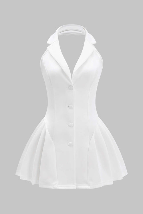 Halter Neck Ruffle Detail Mini Dress