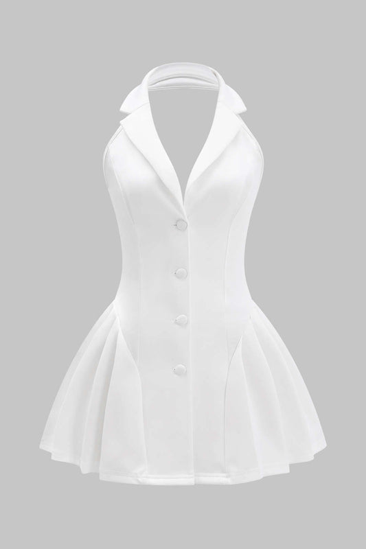 Halter Neck Ruffle Detail Mini Dress