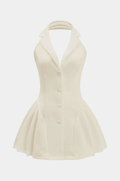 Halter Neck Ruffle Detail Mini Dress