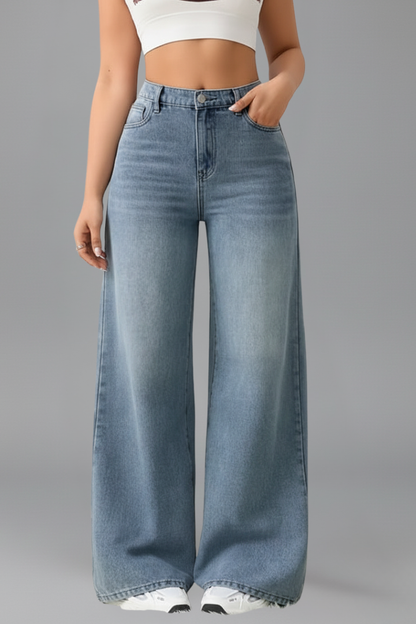 High-Rise Wide Leg Denim Jeans
