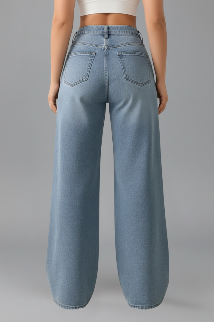 High-Rise Wide Leg Denim Jeans