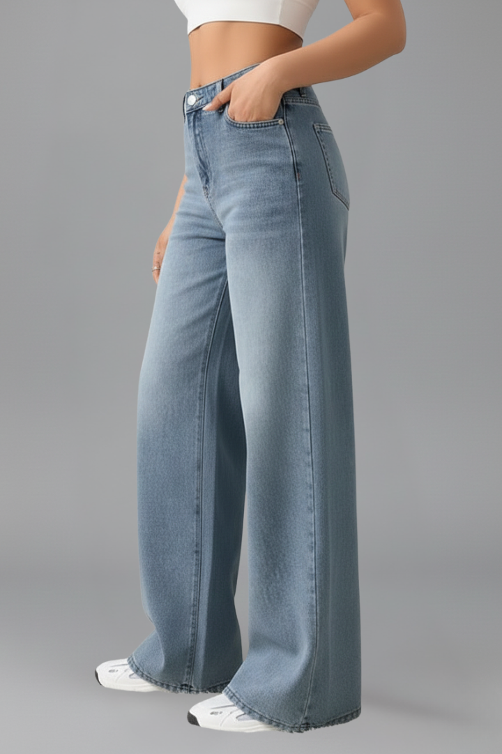 High-Rise Wide Leg Denim Jeans