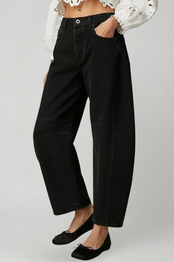 High-Waist Stretch Wide Leg Jeans