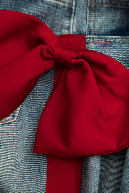High-Waisted Bow Detail Denim Jeans
