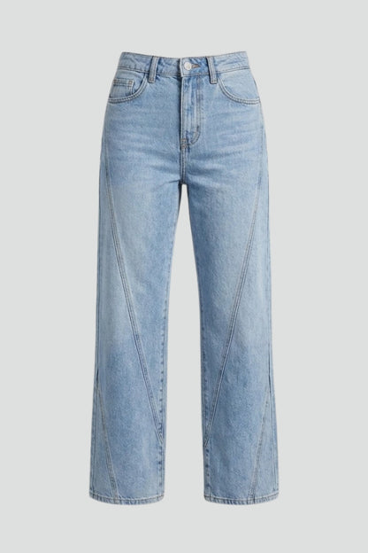High-Waisted Straight Leg Denim Jeans