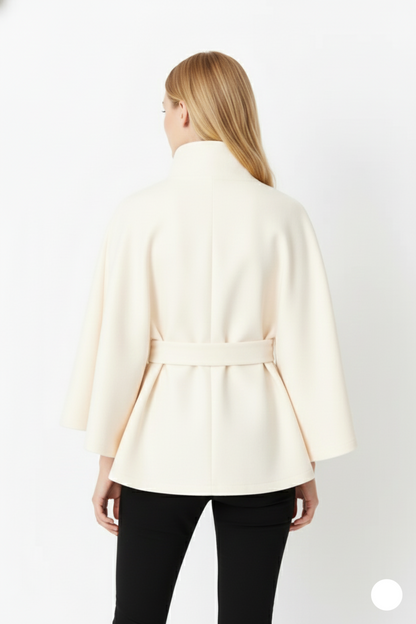 High Collar Belted Wool Coat