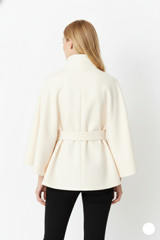 High Collar Belted Wool Coat