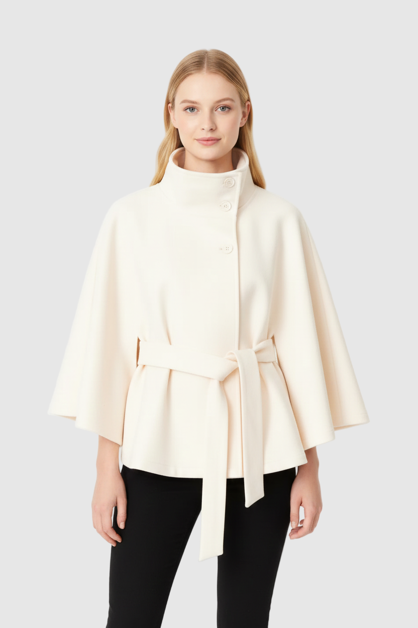 High Collar Belted Wool Coat