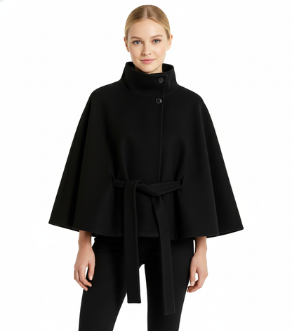 High Collar Belted Wool Coat