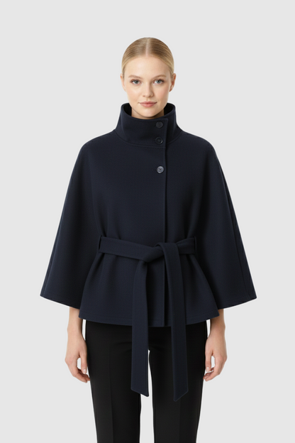 High Collar Belted Wool Coat