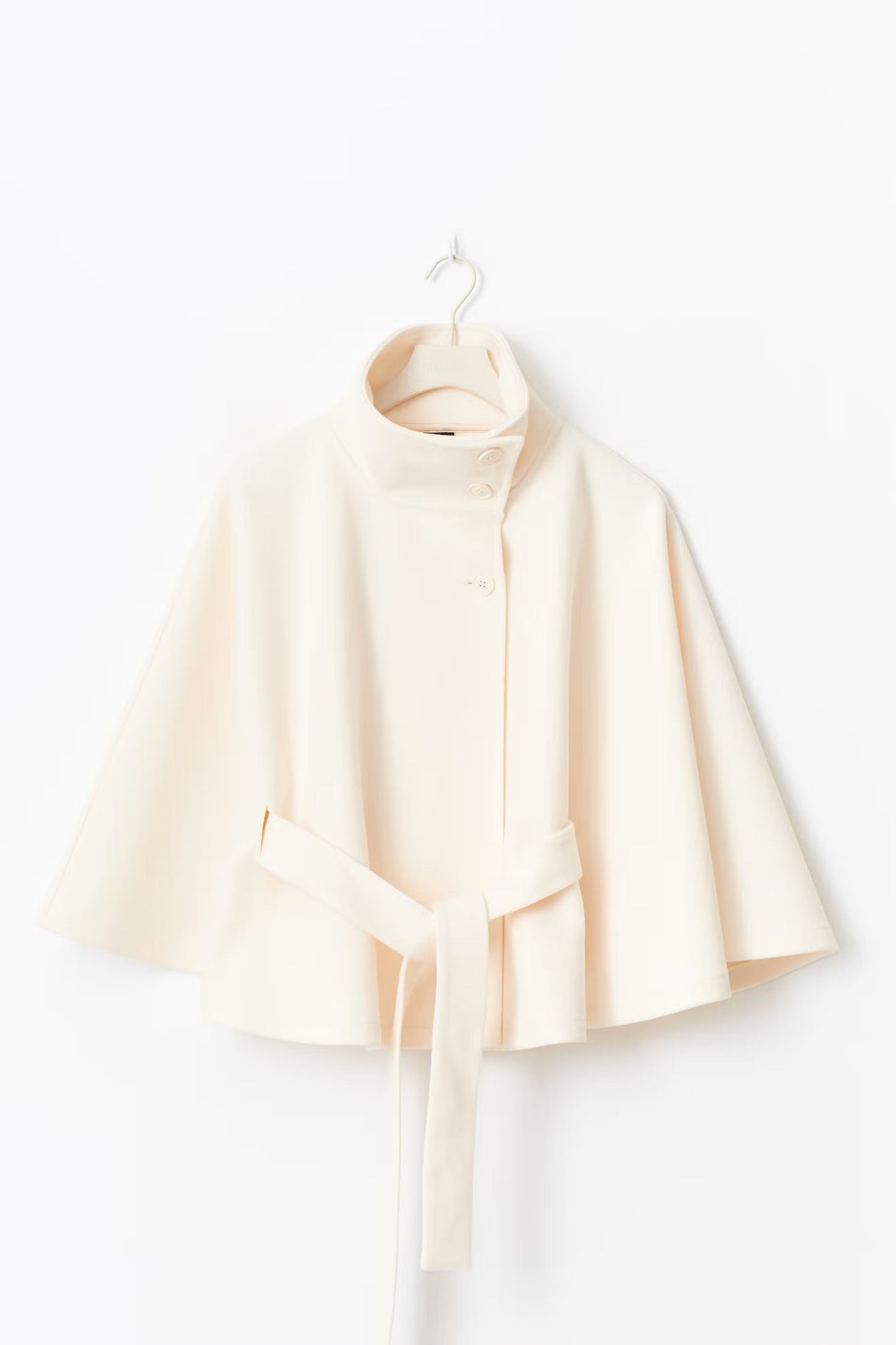 High Collar Belted Wool Coat