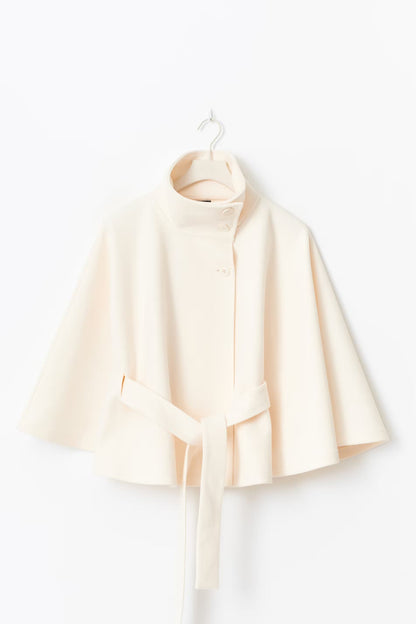 High Collar Belted Wool Coat