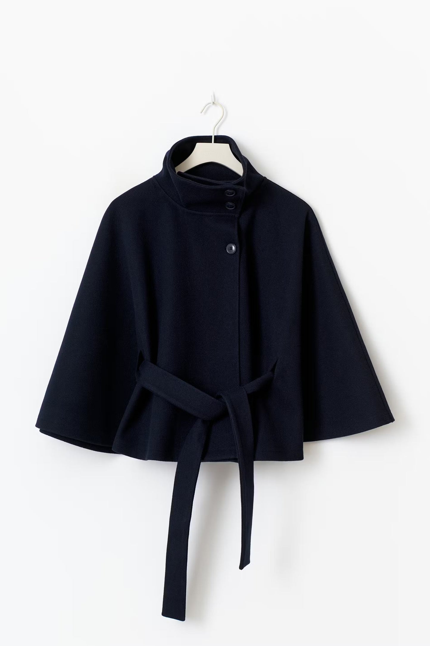 High Collar Belted Wool Coat