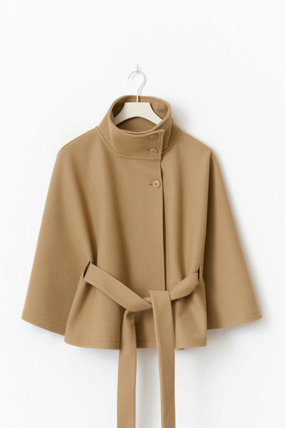 High Collar Belted Wool Coat