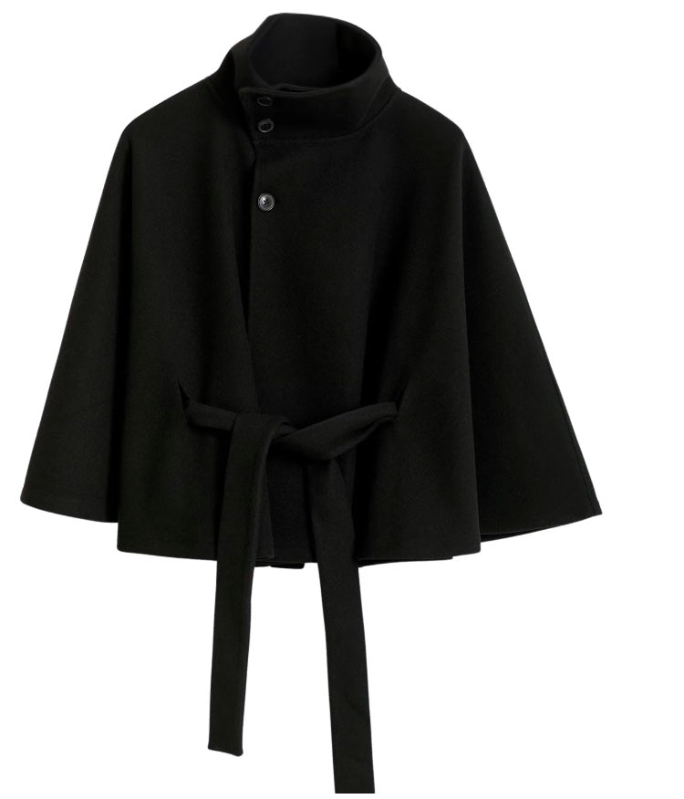 High Collar Belted Wool Coat