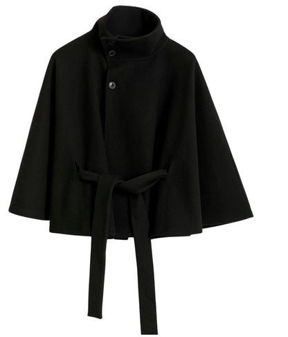 High Collar Belted Wool Coat