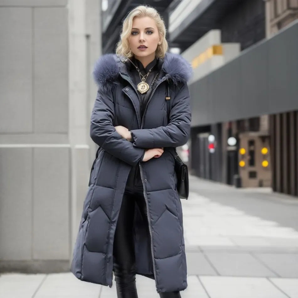 High Neck Belted Puffer Coat