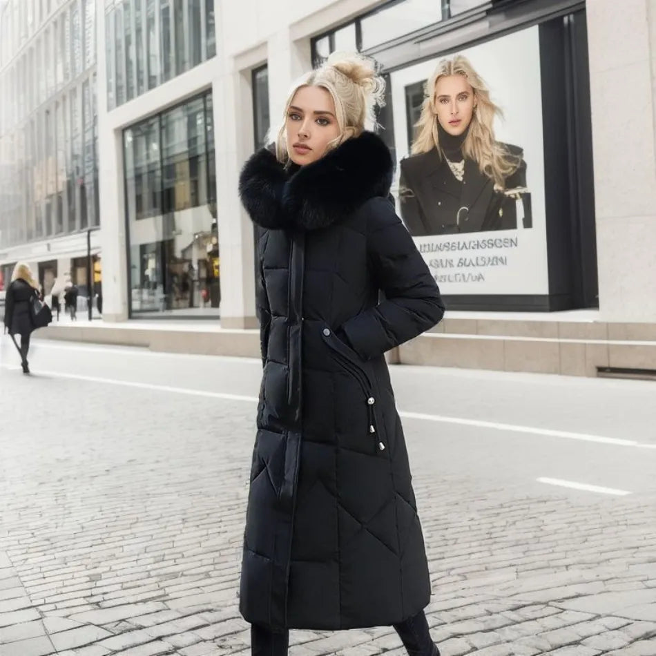 High Neck Belted Puffer Coat