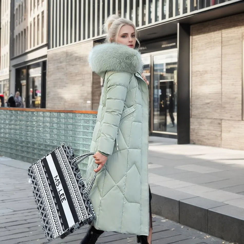 High Neck Belted Puffer Coat