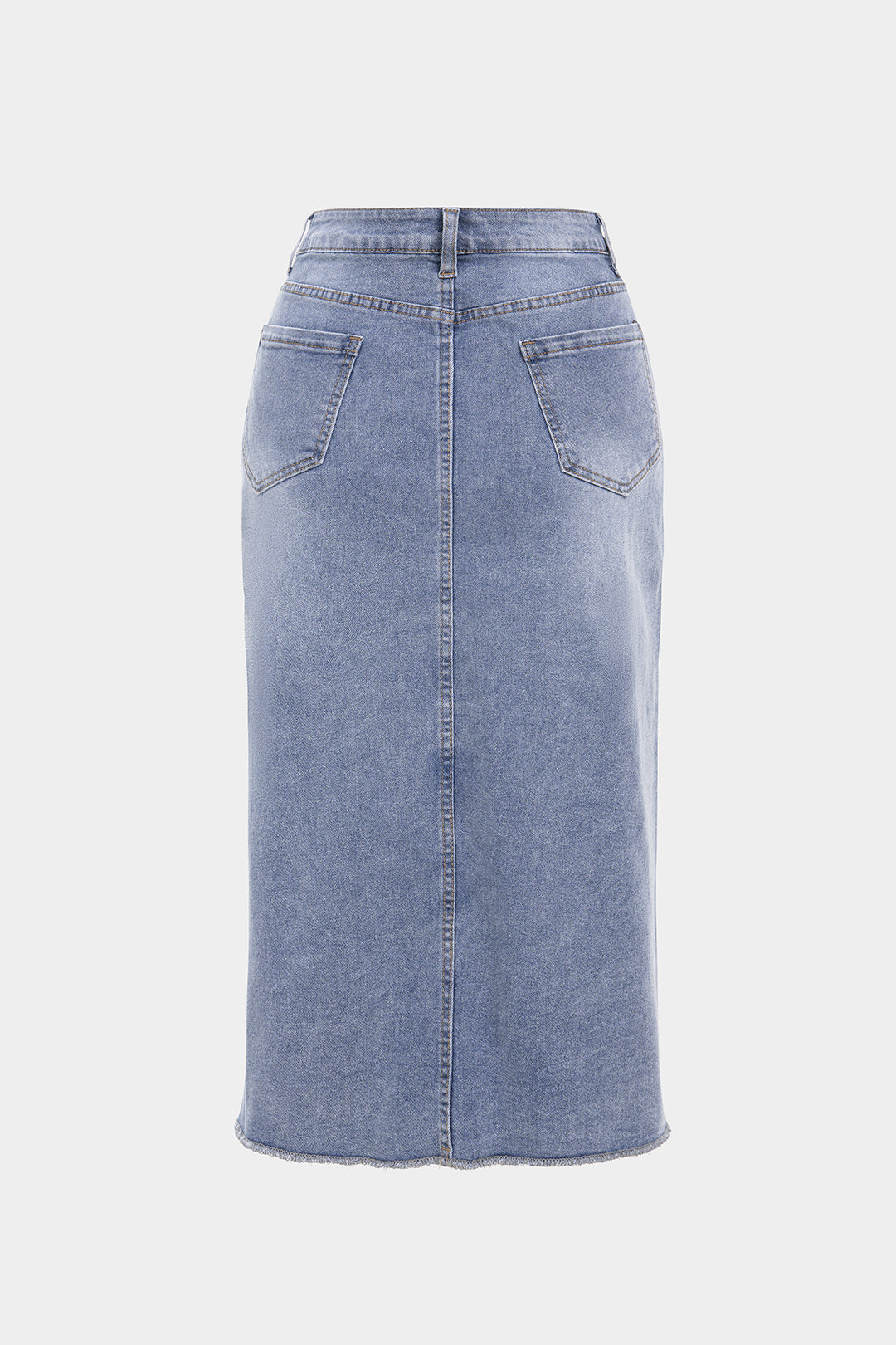 High Waist Frayed Denim Skirt