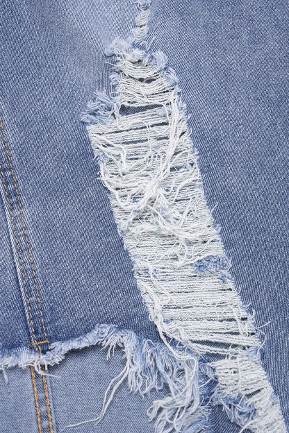 High Waist Frayed Denim Skirt