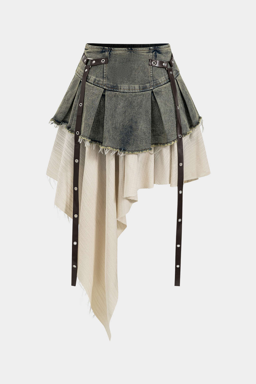 High Waist Patchwork Denim Skirt