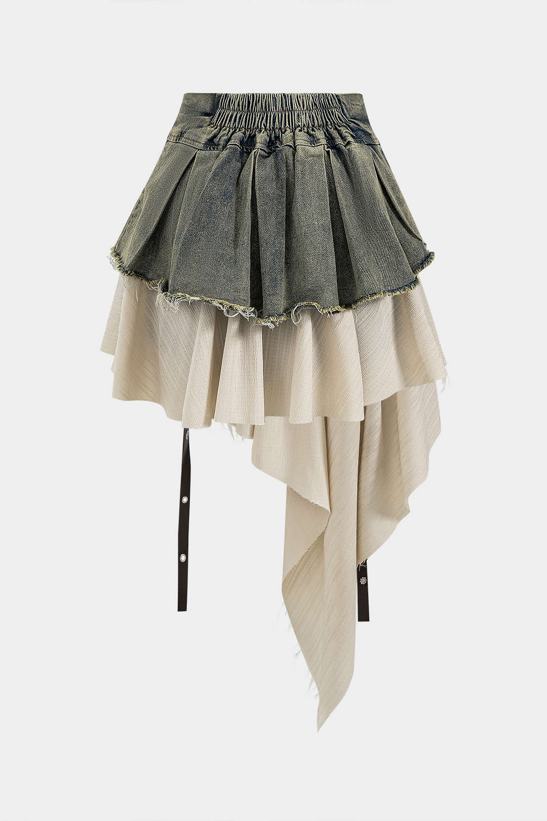 High Waist Patchwork Denim Skirt