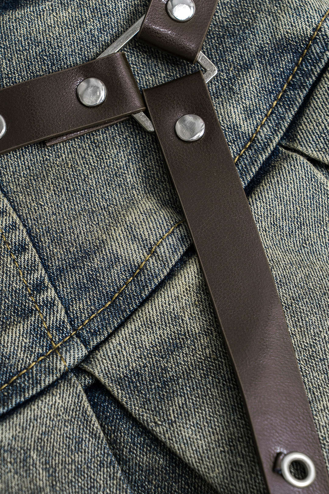 High Waist Patchwork Denim Skirt