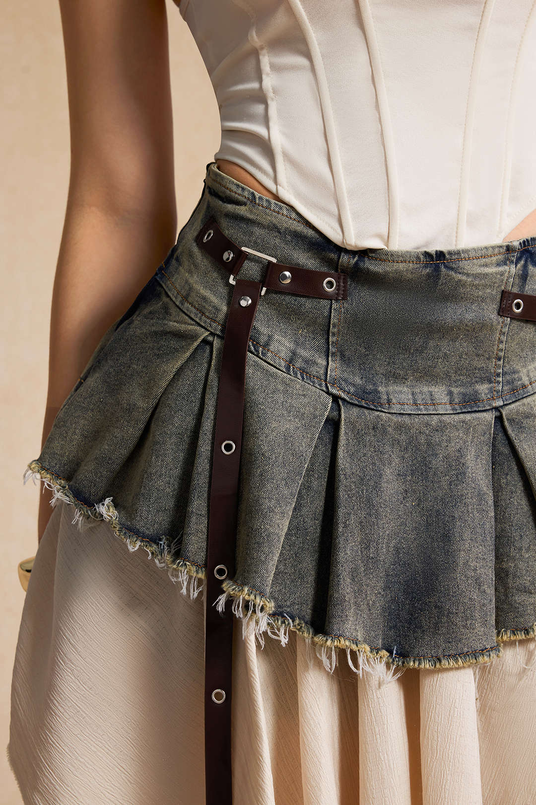 High Waist Patchwork Denim Skirt