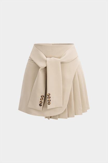 High Waist Pleated A-Line Skirt