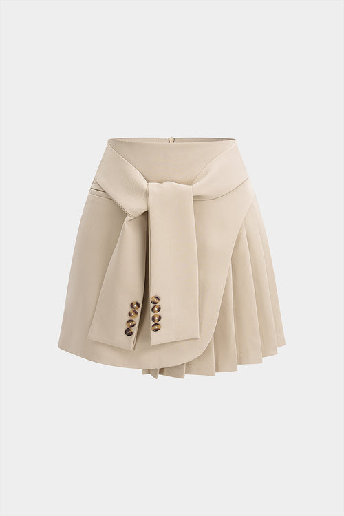 High Waist Pleated A-Line Skirt