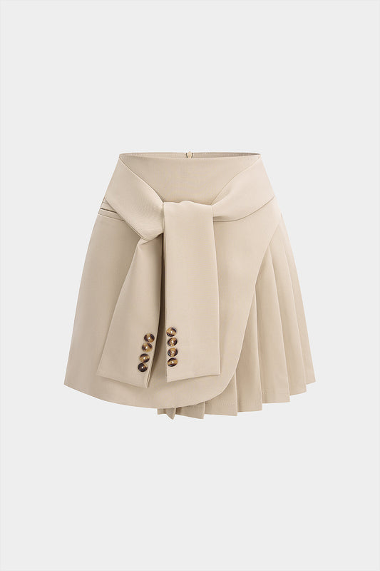 High Waist Pleated A-Line Skirt
