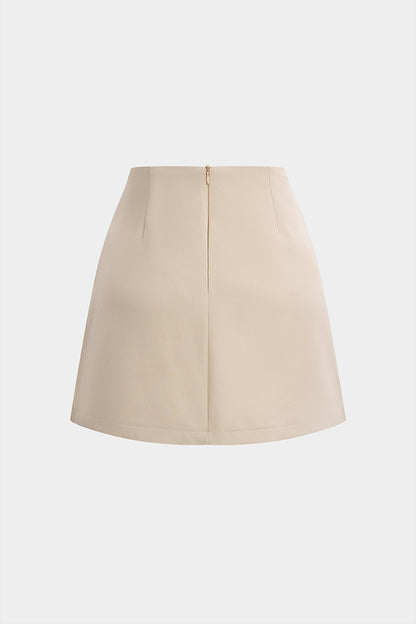 High Waist Pleated A-Line Skirt