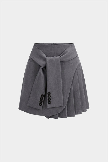 High Waist Pleated A-Line Skirt