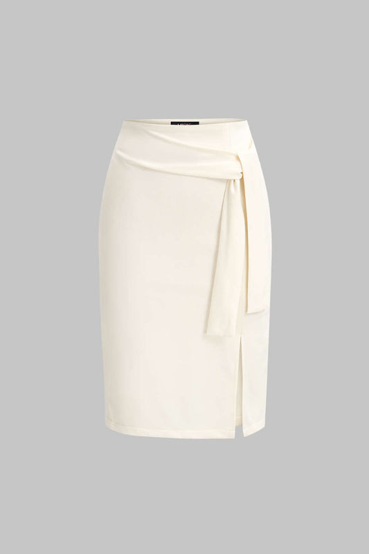 High Waist Tie-Up Cotton Skirt