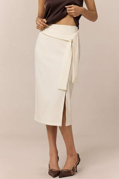 High Waist Tie-Up Cotton Skirt