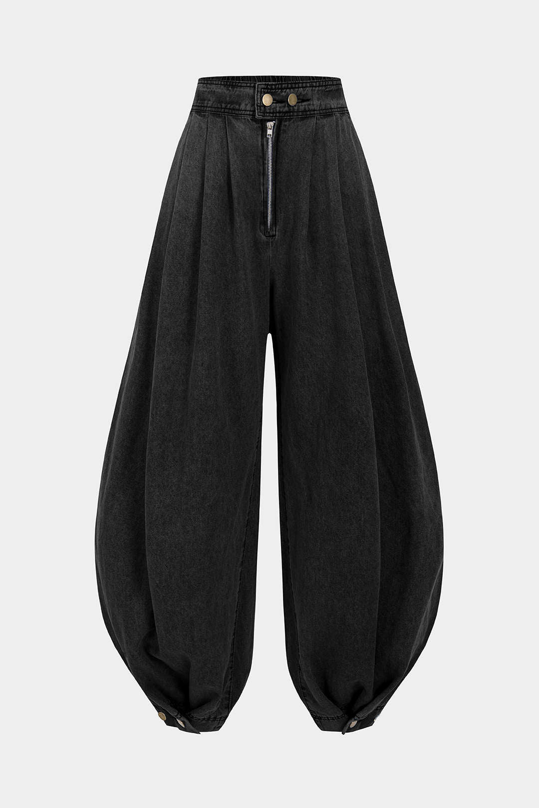 High Waist Zipper Detail Wide Leg Jeans