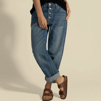 High Waisted Button Fly Denim Jeans