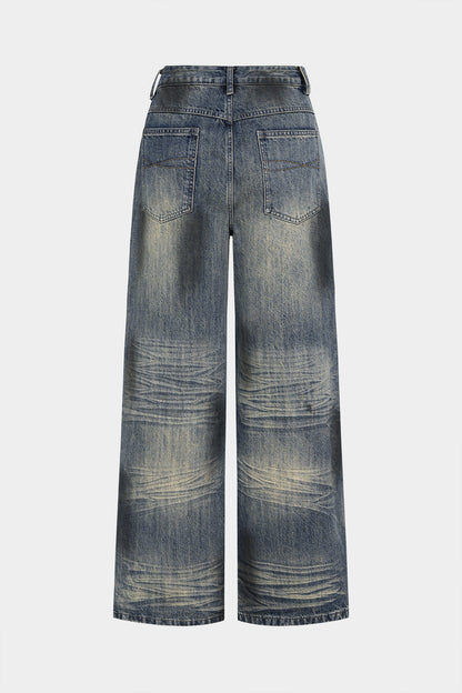 High Waisted Metallic Detail Denim Jeans