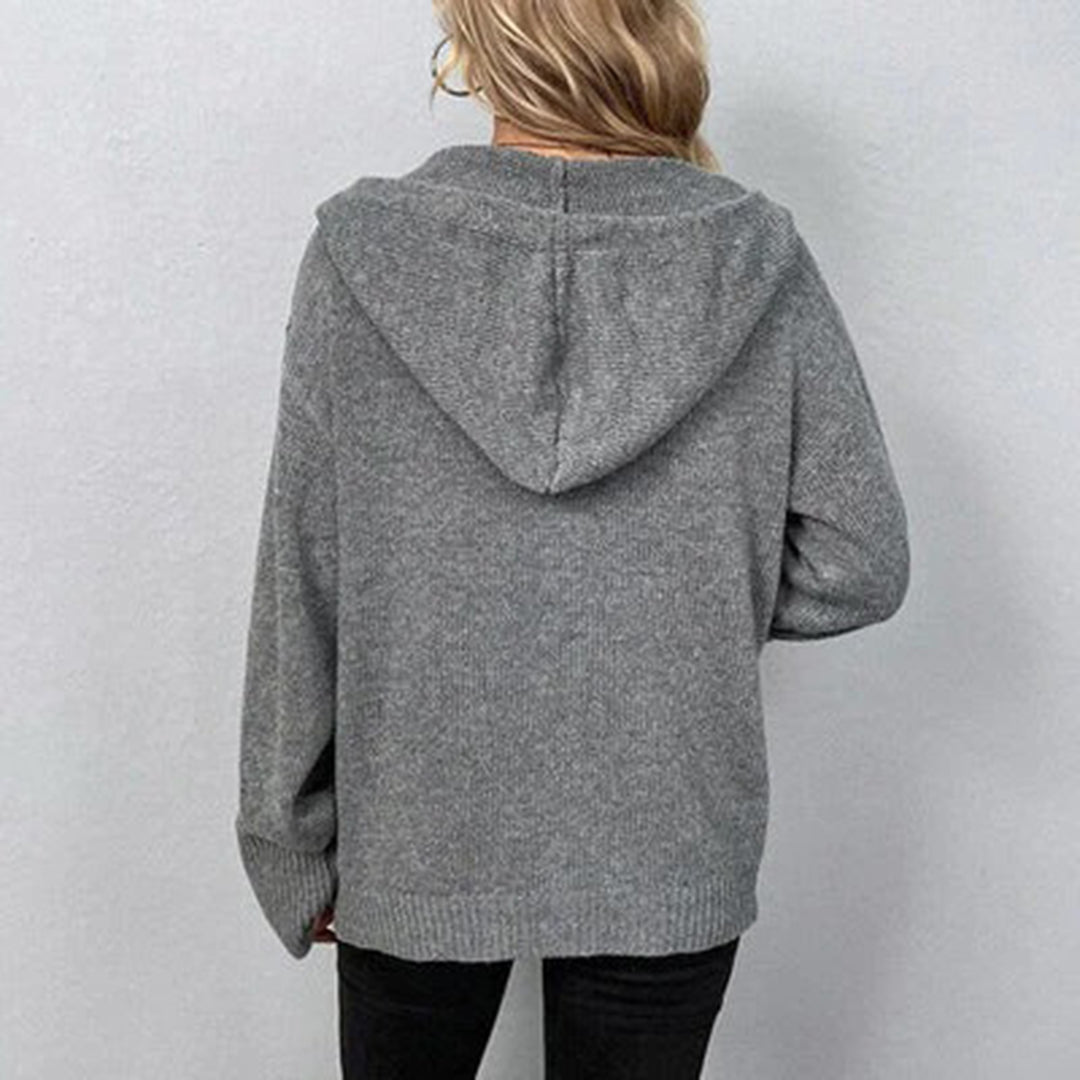 Hooded Knit Open Front Cardigan