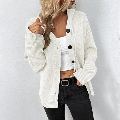 Hooded Knit Open Front Cardigan