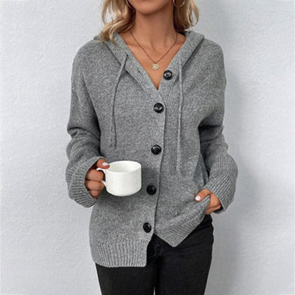 Hooded Knit Open Front Cardigan