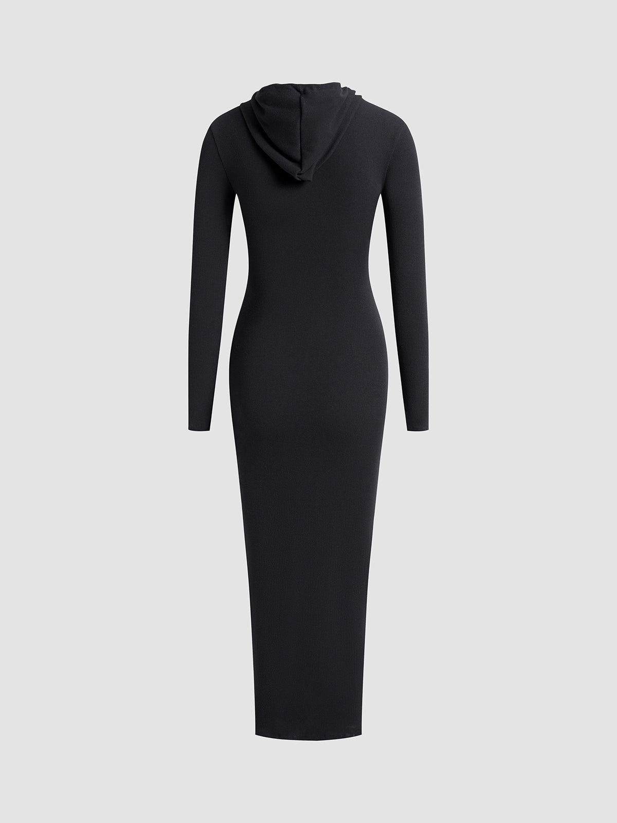 Hooded Long Sleeve Ribbed Maxi Dress
