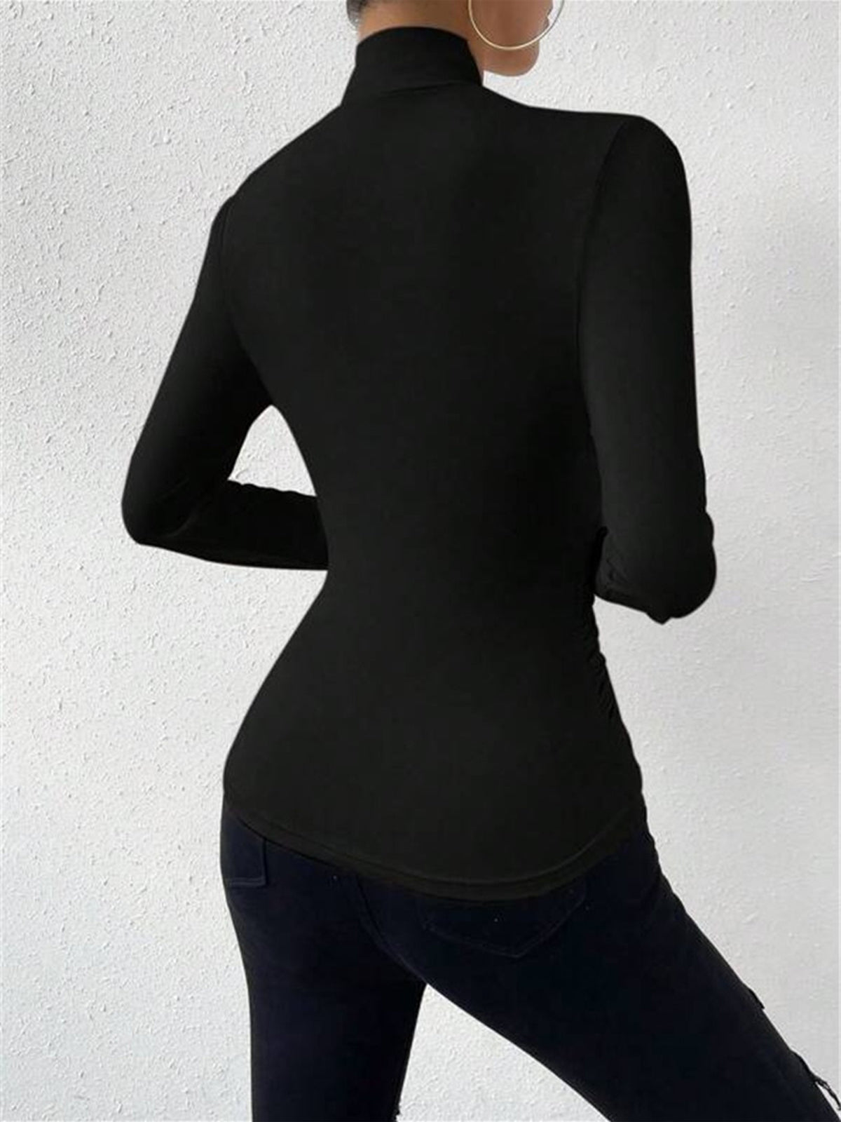 Jersey Long Sleeve Cross-Over Women's T Shirt