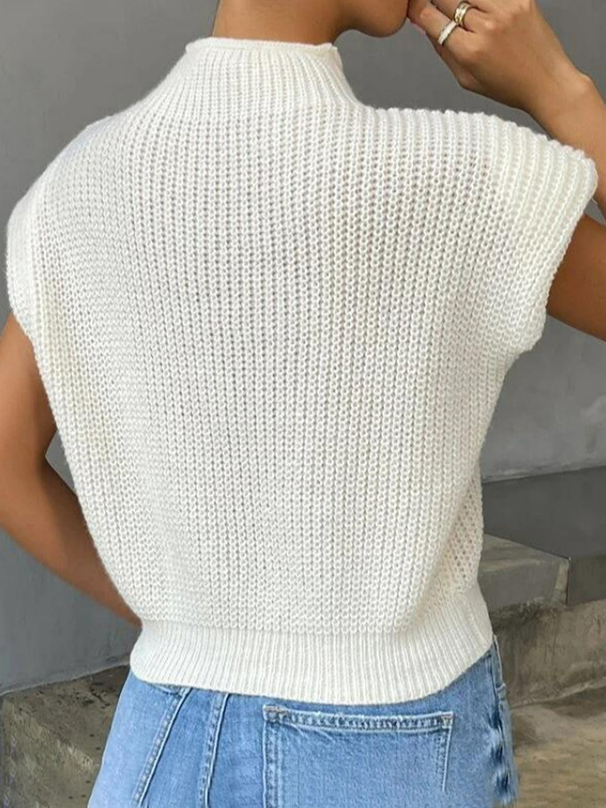 Knit Cap Sleeve Sweater Vest