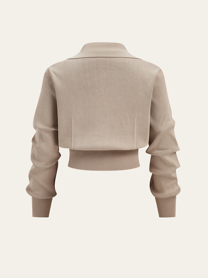 Knit Collared Cardigan Sweater Set