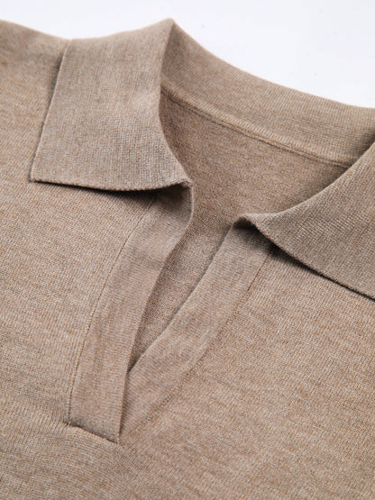 Knit Collared Detail Pullover Sweater