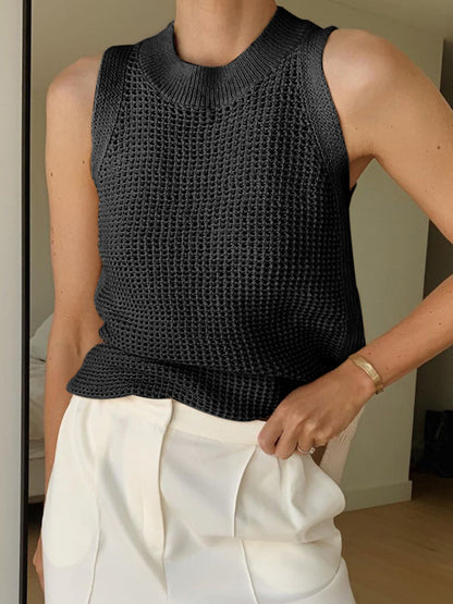 Knit Crew Neck Sleeveless Tank Top